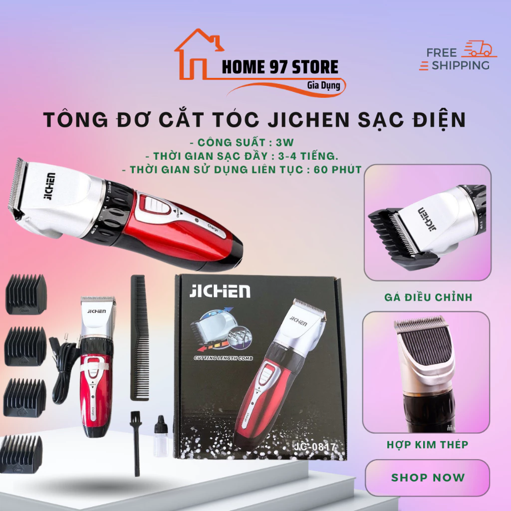 Tông đơ cắt tóc JICHEN sạc điện tiện lợi, máy tạo kiểu tóc