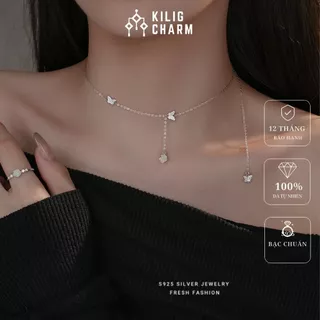 Dây chuyền nữ vòng cổ choker đeo nhiều kiểu lấp lánh charm bông hoa KILIG CHARM KV15