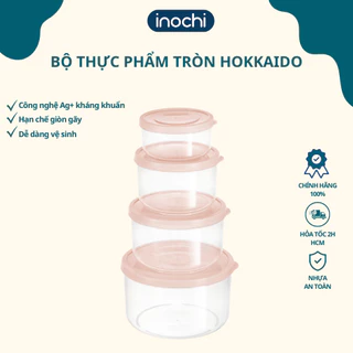 Hộp đựng thực phẩm tròn inochi, nhựa nguyên sinh an toàn sức khỏe, bỏ được lò vi sóng, máy rửa bát, tủ đông