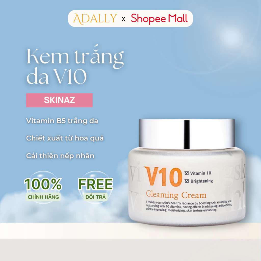 Kem V10 SKINAZ dưỡng trắng da thành phần tự nhiên cấp ẩm ngừa lão hoá 100ml SZ003