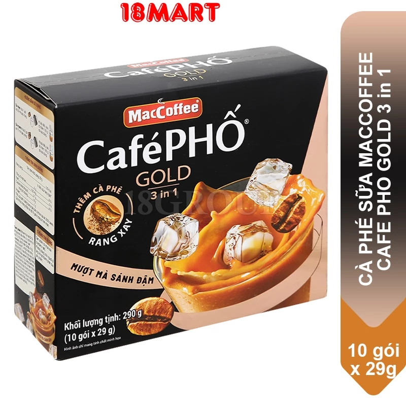 Hộp Cà phê Phố sữa đá GOLD - MacCoffee (hộp 10 gói x 29g)