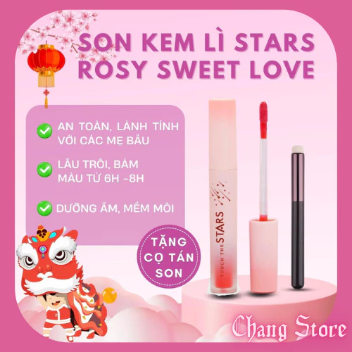 [TẶNG CỌ + GƯƠNG] Son Touch the stars, Son kem Lì ROSY STARS, son kem lì lâu trôi, không chì, son bóng, mềm môi