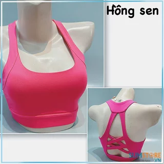 Áo Bra Thể Thao 2X Trơn Đan Dây Lưng Màu Hồng Sen - Áo Thể Thao Tập Gym Cho Nữ