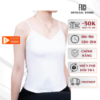 Áo Hai Dây Nữ 𝐅𝐀𝐂𝐈 Chất Thun Cotton 100% Co Dãn Cao Cấp Dáng Suông Cổ Tim Thoáng Mát FV23170