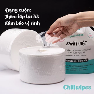 Khăn mặt khô Chillwipes cuộn 80 tờ dùng 1 lần lau khô, lau ướt - Giấy lau mặt dùng một lần