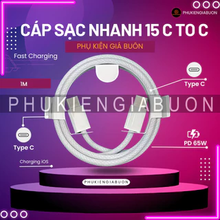 Cáp Sạc Nhanh Type C-Type C 65W  15 PD Cao Cấp Nylon Fibe (Bảo Hành 12th)