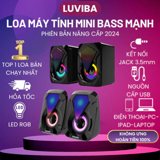 Loa máy tính vi tính mini laptop LED để bàn bass giá rẻ LUVIBA LO46