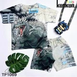 Quần áo bé trai thun lạnh in 3d hình khủng long size từ 10kg-60kg Kunkun Kid TP1069-1072 cao cấp co giãn 4 chiều