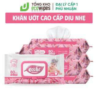 KHO PHÚ NHUẬN_Khăn ướt cho bé cao cấp Ecobi Hồng hương dịu nhẹ