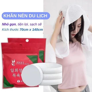 Khăn tắm nén 70x140cm Hàn Quốc du lịch thiết kế bo tròn đa năng tiện lợi