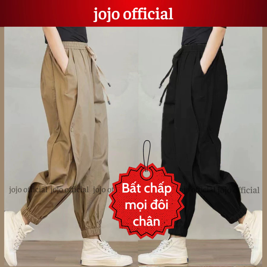 Quần kaki nữ thể thao ống rộng bo chun, quần boom jogger basic Quảng Châu form rộng cá tính JOJO