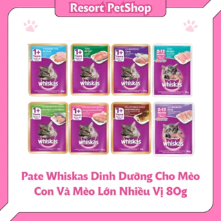 Pate Whiskas Dinh Dưỡng Cho Mèo Con Và Mèo Lớn Nhiều Vị 80G