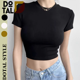 Áo Thun Croptop Nữ Ôm Body Ngắn Tay Cổ Tròn , Croptop Nữ Thun Trơn Cổ Tròn Tay Ngắn Dáng Ôm Trơn Basic DOTAL