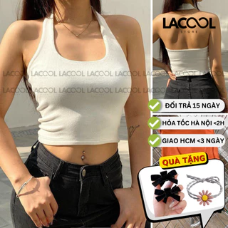 Áo Croptop Nữ Dáng Ôm Áo Bra Cổ Yếm Áo Ba Lỗ Hổ Lưng Chất Cotton Co Giãn 4 Chiều Tập Thể Thao, Chạy Bộ, Yoga LA13