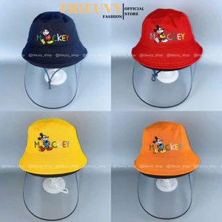 [2-6 tuổi 50-52cm] Nón bucket trẻ em Mickey kèm kính may sẵn, mũ tai bèo chống nắng cho bé trai/bé gái - TRIEUVY