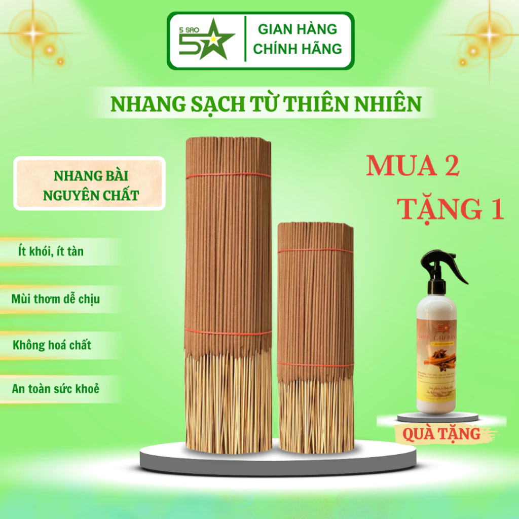 Nhang Trầm Bắc 5SAO Hương Bài, mùi thơm đặc trưng hương tết cổ truyền xưa, làm từ Rễ Cây Bài kích thước 22cm 30cm 40cm