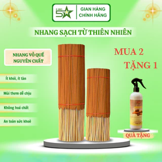 Nhang Quế 5SAO, nhang sạch thảo mộc hương ấm áp dịu nhẹ chiều dài 22cm 30cm 40cm, nhang sạch an toàn, tiết kiệm