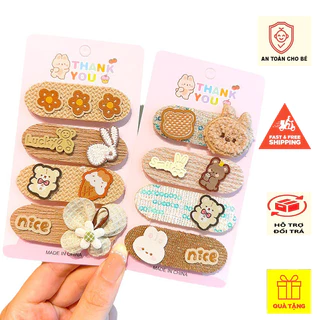 ( SET 4) Miếng Dán Tóc Mái Cho Bé, Kẹp Tóc Găy Không Đau Phong Cách Hàn Quốc Dành Cho Bé Gái  BK05