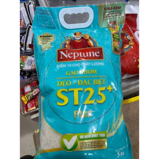 Gạo Thơm Dẻo Đặc Biệt ST25 Plus Neptune 5kg [Tặng kèm 1 chai Nước tương Đậu nành lên men 280m] NgoctoanMart