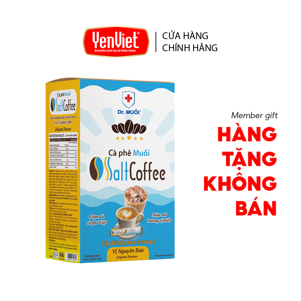 MEMBERGIFT [Hàng tặng không bán] - Cà phê muối vị nguyên bản SaltCoffee hộp 9 gói x 18g