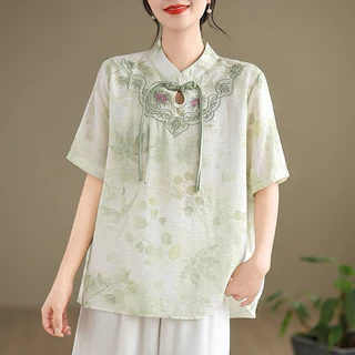 [Order] Áo kiểu trung hoa pháp phục boho vintage cổ trang hán phục thiền chay đi lễ chùa trà đạo đồng phục spa