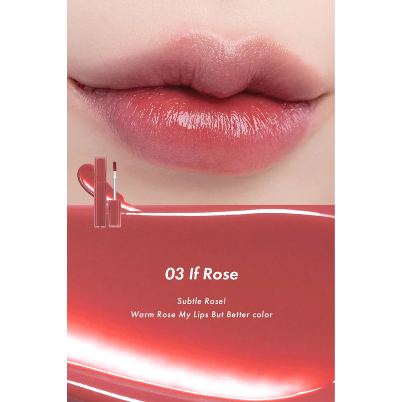 [SON CHIẾT][03 IF ROSE] Son Tint Bóng, Siêu Lì Cho Đôi Môi Căng Mọng Hàn Quốc Romand Dewyful Water Tint 5g