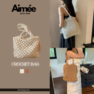 Túi Xách Nữ Đeo Vai Crochet Bag Chất Vải Len Đan Thủ Công