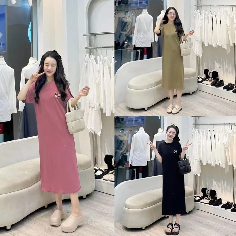 Đầm suông dài , váy suông bầu chất cotton Gemmy House in hình Couple