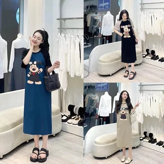 Đầm suông dài , váy suông bầu chất cotton Gemmy House in hình Puppy giáp lăng