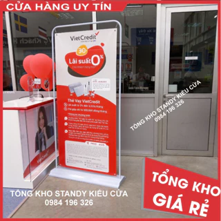 Standee kiểu cửa đế sắt để ngoài trời, khung treo hình ảnh quảng cáo, 2 KT 60x160 cm và 80x180 cm