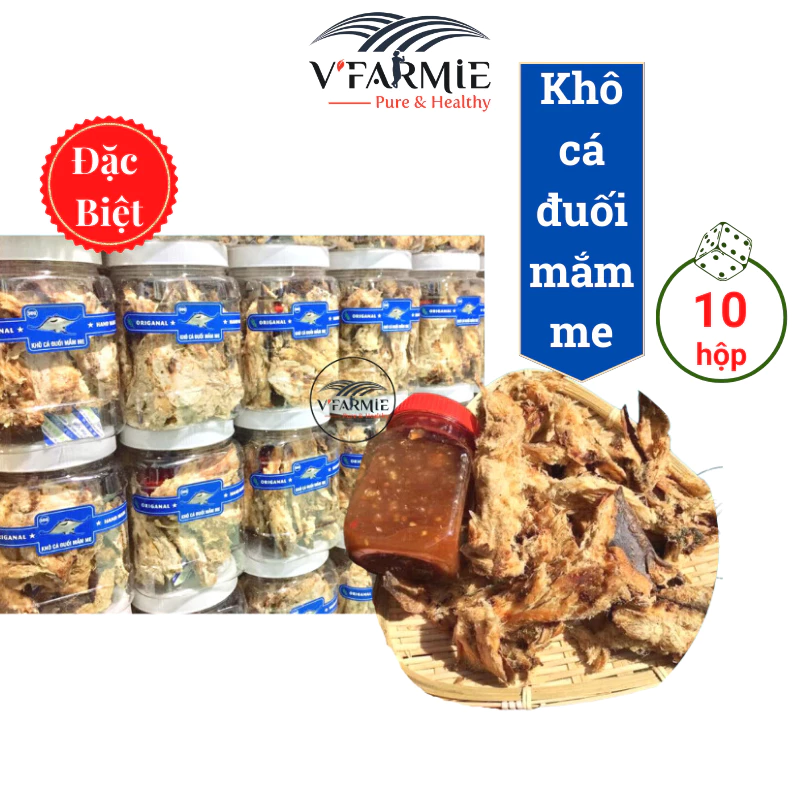 Combo 10 hũ khô cá đuối mắm me loại 1 có 90g khô cá và 200g mắm me