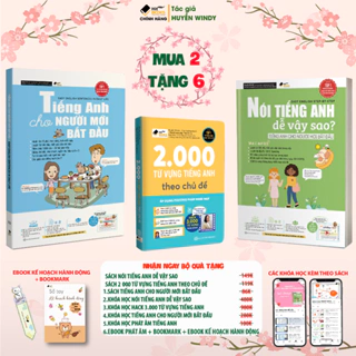 Sách - COMBO 3 Sách Nói TA Dễ Vậy Sao + TA Bắt Đầu + 2000 Từ Vựng TA - - Tặng khóa học HITBOOKS - Tác giả HUYỀN WINDY