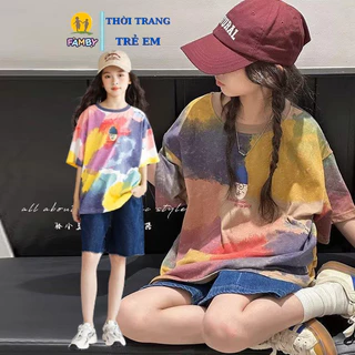 Áo thun bé gái tay ngắn FAMBY áo thun unisex form rộng mùa hè cho bé size đại