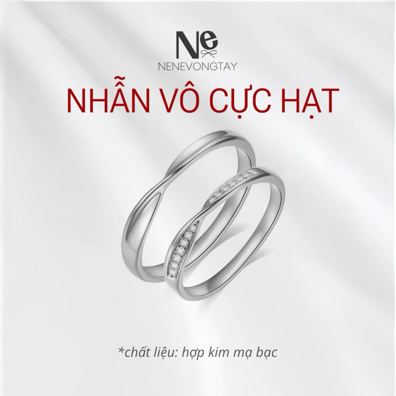 [1 ĐÔI] nhẫn FREESIZE VÔ CỰC HẠT  hợp kim nene tự chỉnh 2024