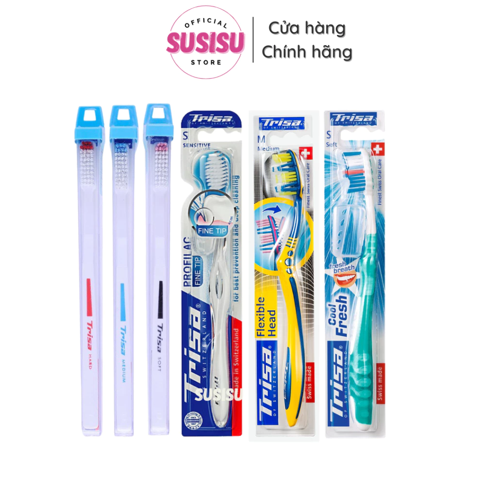 Bàn chải đánh răng TRISA Fresh Thụy Sĩ/Bàn chải Trisa các loại Hard/Medium/soft/Trisa Travel/Flexible Head/Fine Tip