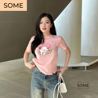 Áo Thun Baby Tee  In Hình Dễ Thương ROMANTIC TULIP Chất Cotton Co Giãn Thoáng Mát A5930