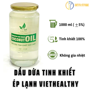 Dầu dừa nguyên chất ép lạnh Viet Healthy 1L, trắng răng giảm hôi miệng chăm sóc da dưỡng mi