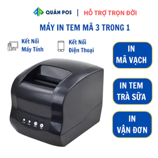 Máy in tem mã vạch, in tem trà sữa 365B sử dụng với mọi phần mềm bán hàng, chính hãng, BH 12 tháng