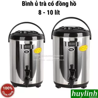 Bình giữ nhiệt ủ trà sữa Inox - Dung tích 8 lít và 10 lít - Có đồng hồ hiển thị nhiệt độ