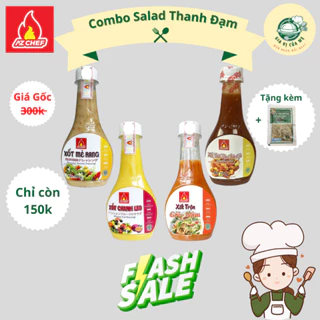 Combo 4 Salad Trộn Thanh Đạm - Az Chef - 190g/chai - Healthy, trộn salad, gỏi nộm, rong nho, chân gà