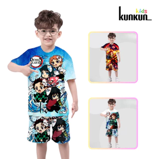 Đồ bộ trẻ em thun lạnh in hình Kimetsu no yaiba KunKun Kid TP1083-1084-1085 - Size đại cho bé trai từ 10-60kg