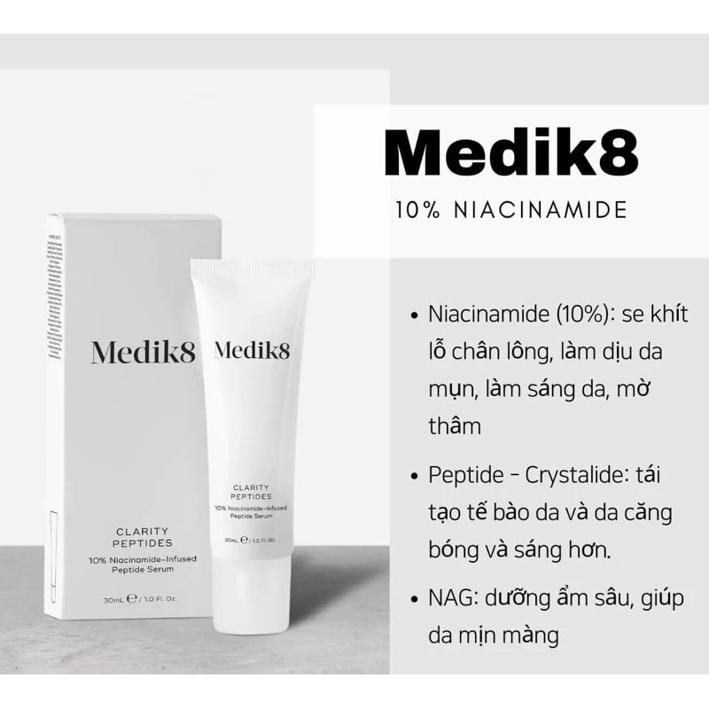 Tinh chất Medik8 Clarity Peptides 10% Niacinamide Clarity Peptides unbox 30ml