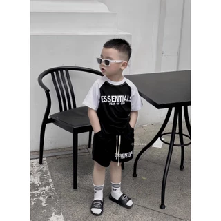 Bộ áo thun raglan essential bé trai , set áo phông quần short trẻ em unisex , Kid_genz