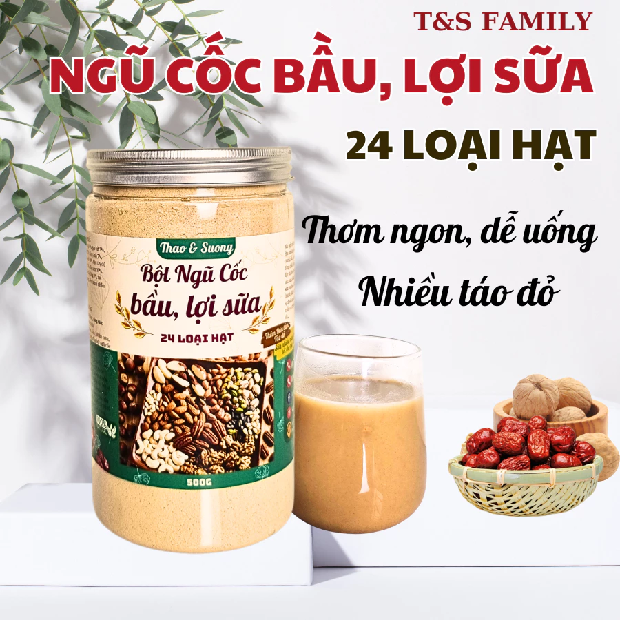 1kg Ngũ Cốc Bầu, Ngũ Cốc Lợi Sữa 24 Loại Hạt Nhiều Táo Đỏ, Bổ máu cho mẹ bầu mẹ bỉm Tỷ Lệ Hạt Dinh Dưỡng Cao