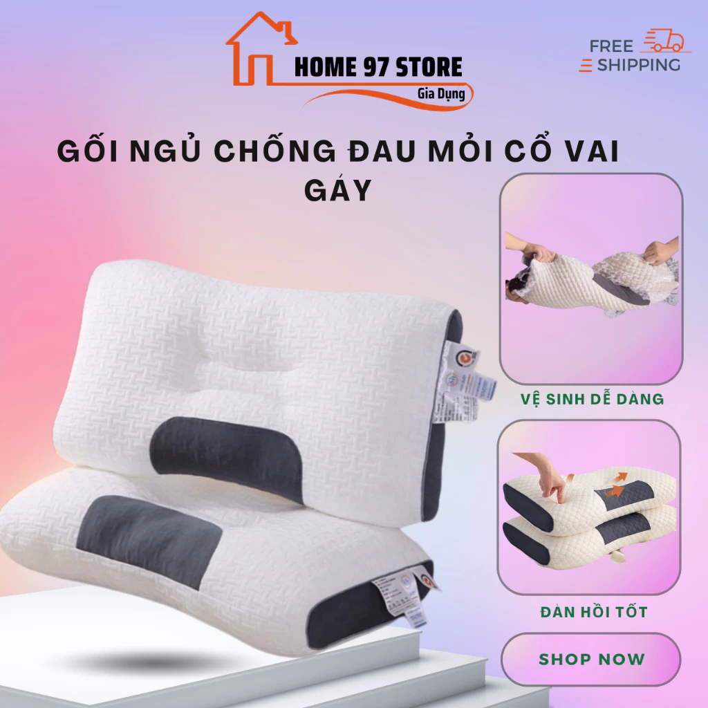 Gối Ngủ HOHO - Gối chống đau mỏi cổ vai gáy, Thiết kế nằm ngửa và nằm nghiêng , Hạn chế ngáy, Ngủ ngon hơn
