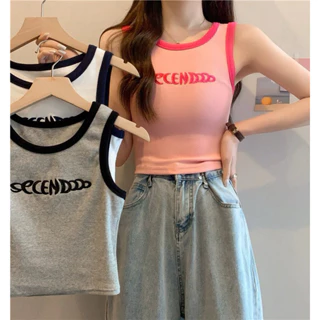 Áo croptop ba lỗ viền secen đã kèm đệm mút chất thun tăm Hàn