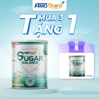 Mua 3 tặng 1, Sữa non AmoSure Sugar Balance bổ sung vitamin khoáng chất cho người tiểu đường hộp 400g