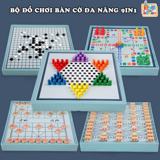 Đồ Chơi Bàn Cờ Đa Năng 9IN1 Cờ Tướng,Cờ Vua,Cờ Vây,Cá Ngựa Kích Thước Lớn - Bộ Bàn Cờ Rèn Luyện Tư Duy,Sáng Tạo Cho Bé