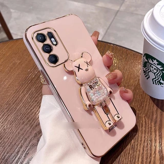 Ốp lưng OPPO  Reno 6 Reno 6Z 5G sang trọng mềm dẻo chống sốc có giá đỡ Hình Bear Brick