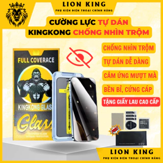 Kính Cường Lực Chống Nhìn Trộm KINGKONG Khung Tự Dán Cho iPhone 678 X Xs Xr 11 12 13 14 15 Mini Plus Pro Max - Lion King
